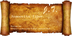 Joanovits Tibor névjegykártya
